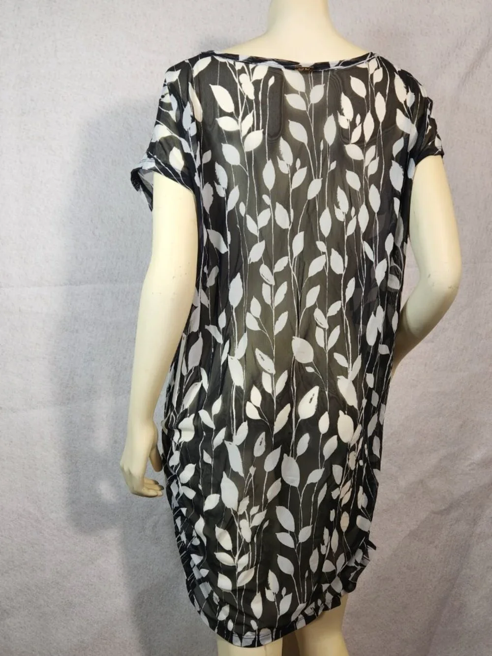 Anne Cole Swimwear Tunic Top Sheer Black White Short Sleeve L / XL NEW w Tags - Picture 3 of 13